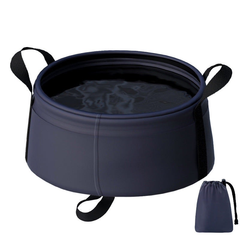2PCS Blue 8.5L Portable Folding Water Basin - Collapsible Bucket with Carry Bag for Camping & Travel