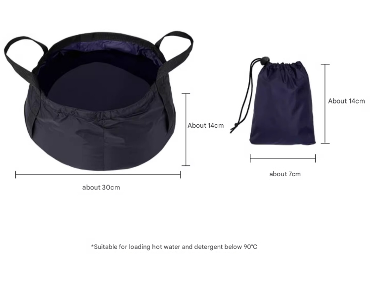 2PCS Blue 8.5L Portable Folding Water Basin - Collapsible Bucket with Carry Bag for Camping & Travel - Image 2