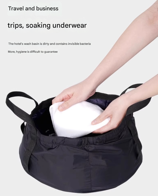 2PCS Rose Red 8.5L Portable Folding Water Basin - Collapsible Bucket with Carry Bag for Camping & Travel - Image 4
