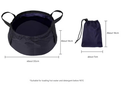 2PCS Black 8.5L Portable Folding Water Basin - Collapsible Bucket with Carry Bag for Camping & Travel - Image 2