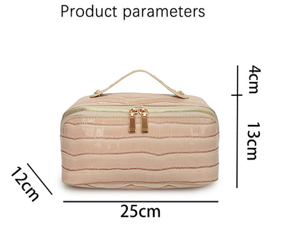 Green Chic Croc-Embossed Travel Makeup Case Large Capacity Cosmetic Organizer Bag - Image 2