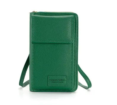 Green Women's Crossbody Phone Bag Wallet Small PU Leather Shoulder Purse