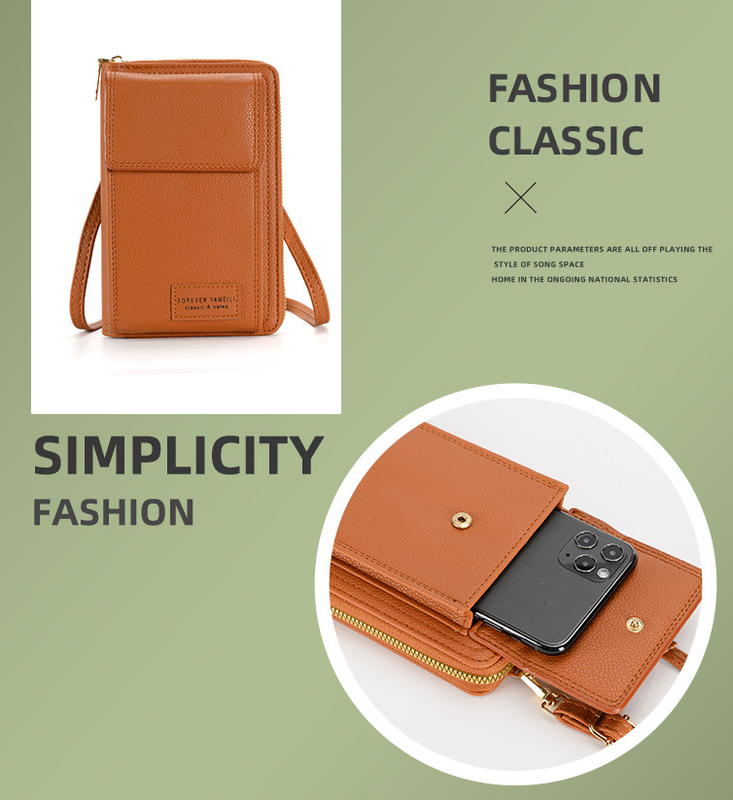 Brown Women's Crossbody Phone Bag Wallet Small PU Leather Shoulder Purse - Image 3