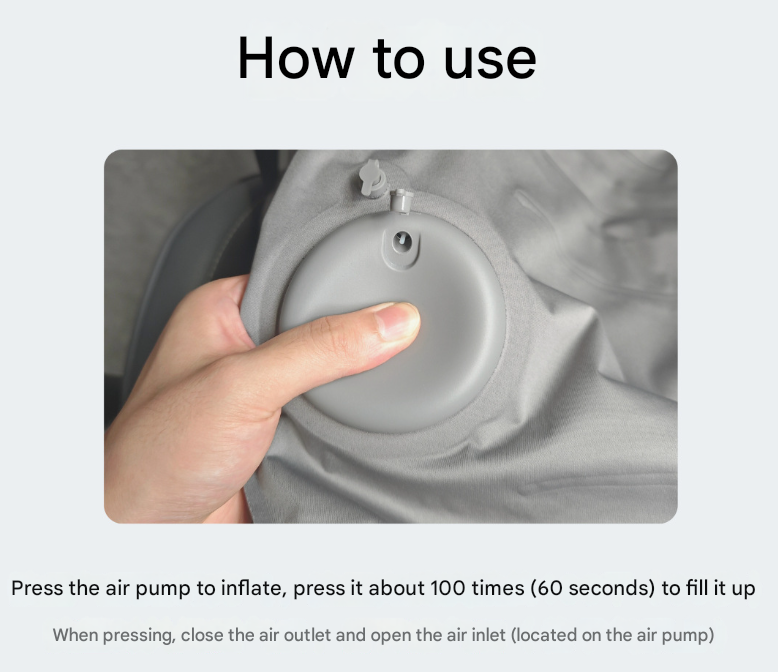 Grey Ultralight Inflatable Lumbar Support Pillow - Portable Ergonomic Back Cushion for Travel, Office & Car - Image 2