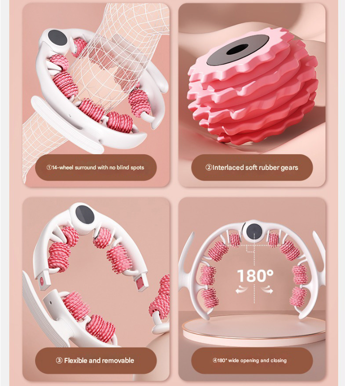 Pink Ergonomic U-Shape Leg Roller 360 Degree Massager for Muscle Relief Fitness Yoga - Image 2