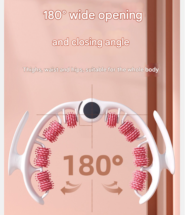 Pink Ergonomic U-Shape Leg Roller 360 Degree Massager for Muscle Relief Fitness Yoga - Image 3