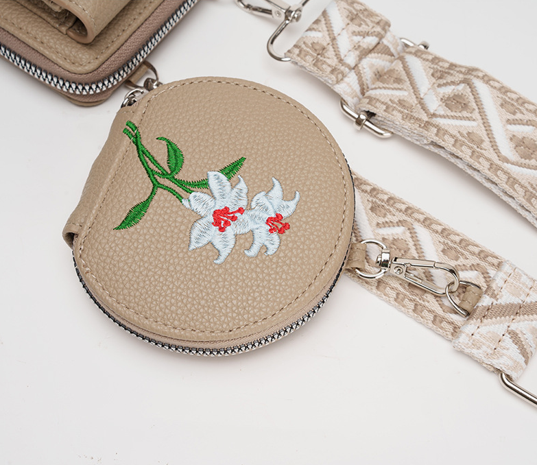 Purple Chic Floral Embroidered 2-in-1 Crossbody Phone Bag with Coin Purse - Image 3