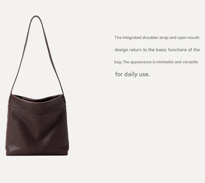 Coffee Minimalist Vintage-Style PU Leather Shoulder Bag Casual Commuter Tote - Image 2