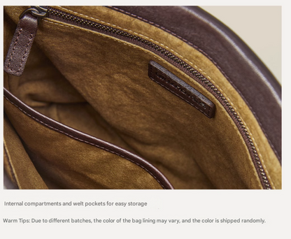 Light Brown Minimalist Vintage-Style PU Leather Shoulder Bag Casual Commuter Tote - Image 4