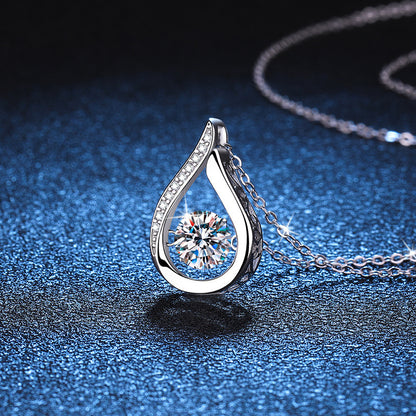 Dazzling Teardrop Dancing Moissanite Necklace S925 Sterling Silver Pendant - Image 2
