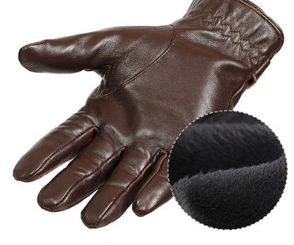 L Dark Brown Premium Men's Genuine Sheepskin Leather Driving & Cycling Gloves - Image 2