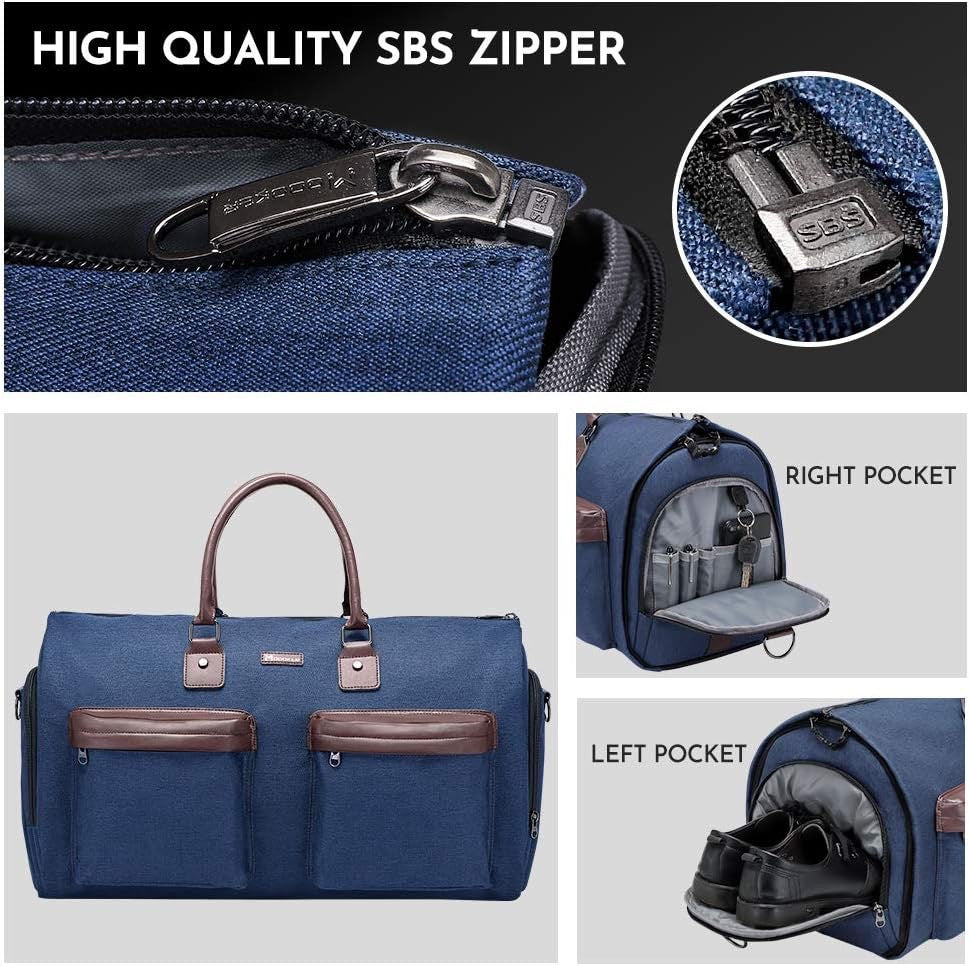 Dark Blue 45L Garment Duffel Bag - Men's Travel Suit Bag - Carry On Weekender - Image 3