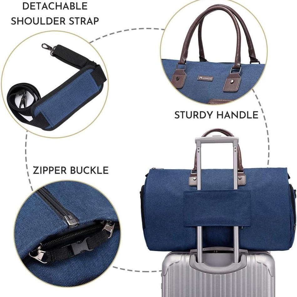 Dark Blue 45L Garment Duffel Bag - Men's Travel Suit Bag - Carry On Weekender - Image 4