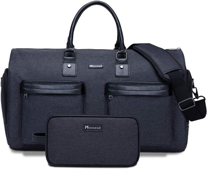 Black 45L Garment Duffel Bag - Men's Travel Suit Bag - Carry On Weekender