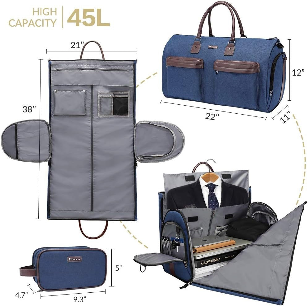 Black 45L Garment Duffel Bag - Men's Travel Suit Bag - Carry On Weekender - Image 2