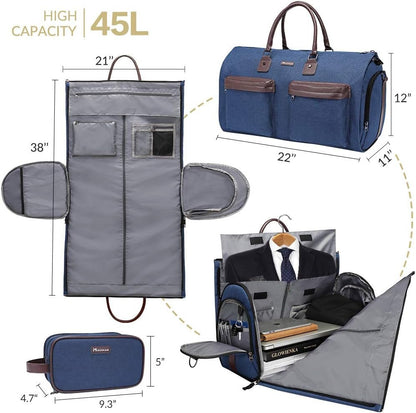 Grey 45L Garment Duffel Bag - Men's Travel Suit Bag - Carry On Weekender - Image 2