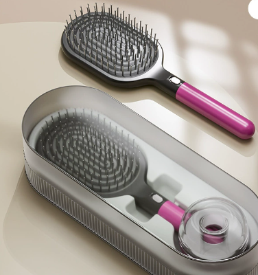 Rose Red Premium Self-Cleaning Hair Brush Set with Stand - Anti-Static Detangling & Scalp Massage Paddle Brush - Image 3