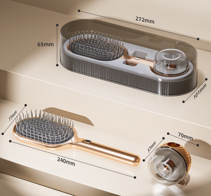 Gold Premium Self-Cleaning Hair Brush Set with Stand - Anti-Static Detangling & Scalp Massage Paddle Brush - Image 2