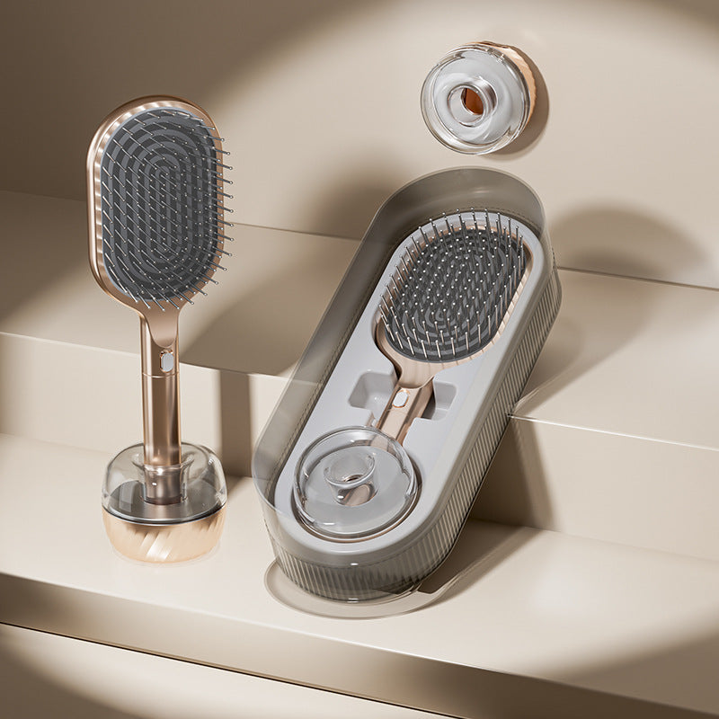 Gold Premium Self-Cleaning Hair Brush Set with Stand - Anti-Static Detangling & Scalp Massage Paddle Brush - Image 3