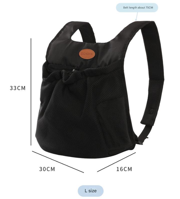 L Grey Hands-Free Pet Carrier Backpack for Small Dogs & Cats - Breathable Chest Pack for Outdoor Travel & Hiking - Image 2