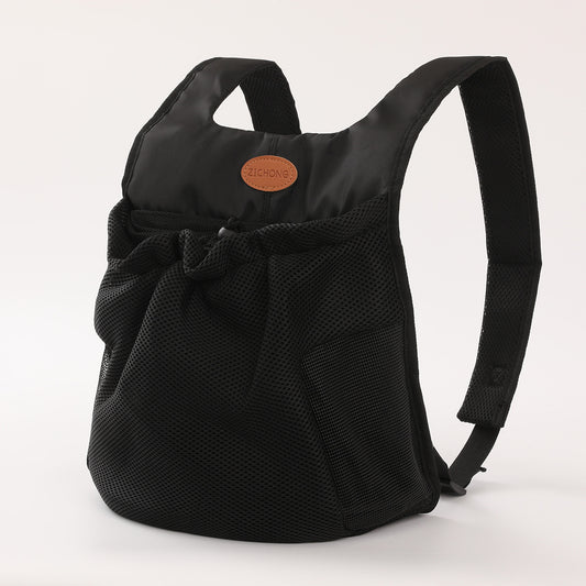 L Black Hands-Free Pet Carrier Backpack for Small Dogs & Cats - Breathable Chest Pack for Outdoor Travel & Hiking