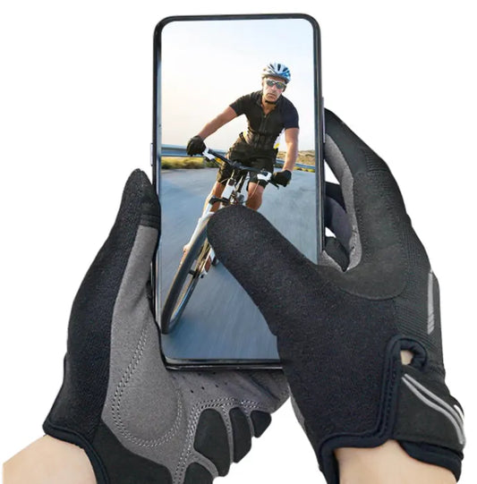 L Blue Unisex Full-Finger Cycling Gloves - Padded Shock-Absorbing & Anti-Slip Grip for MTB & Road Biking - Image 3