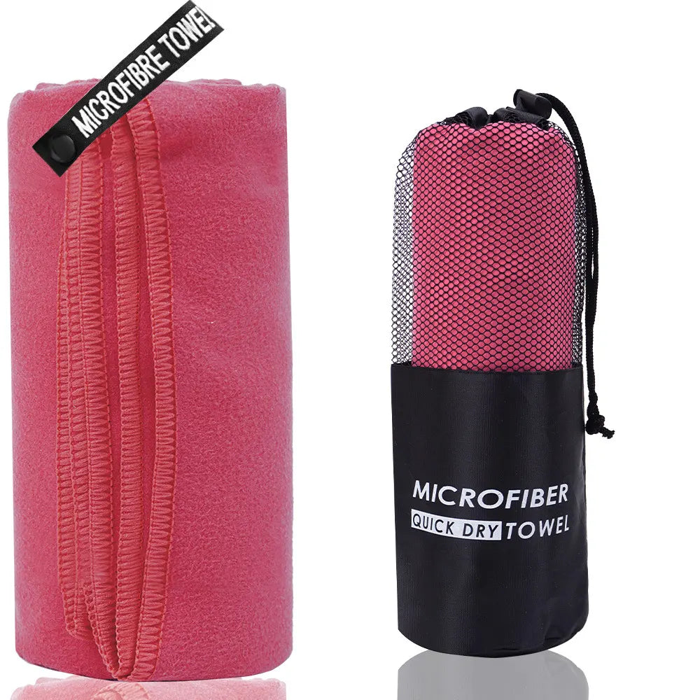 2-Piece Cherry Red Quick-Dry Microfiber Sports Towel with Travel Case - Compact & Absorbent for Gym, Swimming & Camping
