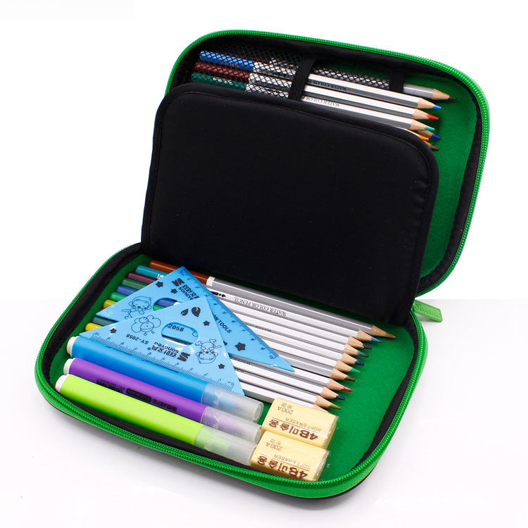Green 3D Mosaic EVA Hard Shell Pencil Case - Large Capacity Cartoon Stationery Box for Kids - Image 2