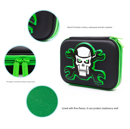 Green 3D Mosaic EVA Hard Shell Pencil Case - Large Capacity Cartoon Stationery Box for Kids - Image 3