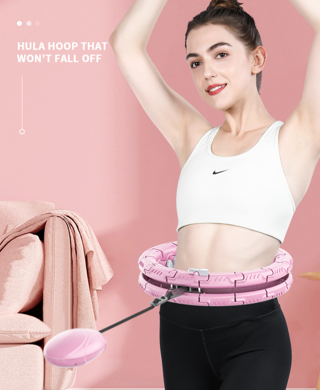 White 24 Sections Adjustable Smart Hula Hoop with Weighted Ball - Never-Fall Fitness Ring with Massage Nodes for Core Training - Image 2