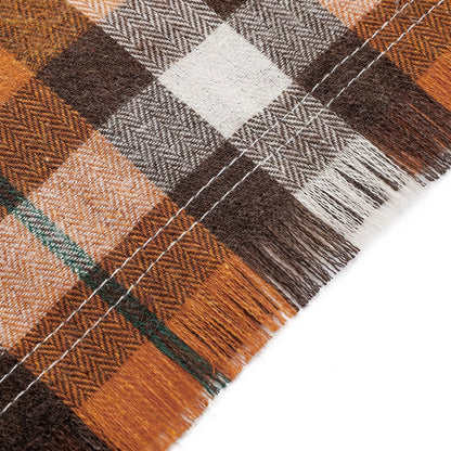 Blue M 65x45x45cm Thanksgiving Plaid Dog Bandana 2-Pack - Festive Tassel Triangle Scarf for Pets - Image 2