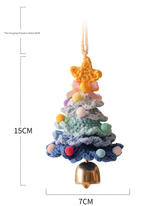 2PCS Multicolor-purple Handmade-Style Crochet Christmas Tree Ornament - Festive Plush Hanging Decor for Home & Car - Image 2