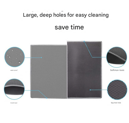 Black Large Double-Layer Cat Litter Trapping Mat - Waterproof EVA Honeycomb Design for Scatter Control (45cm x 60cm) - Image 3
