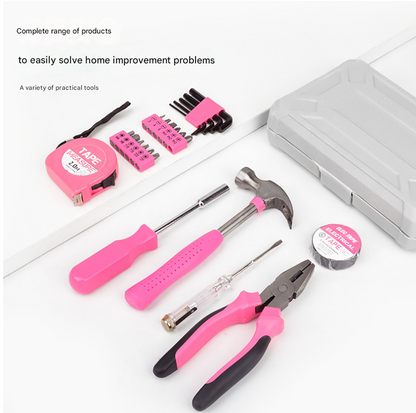 Compact 24-Piece Pink Tool Kit - Essential Household DIY Set for Ladies - Image 3