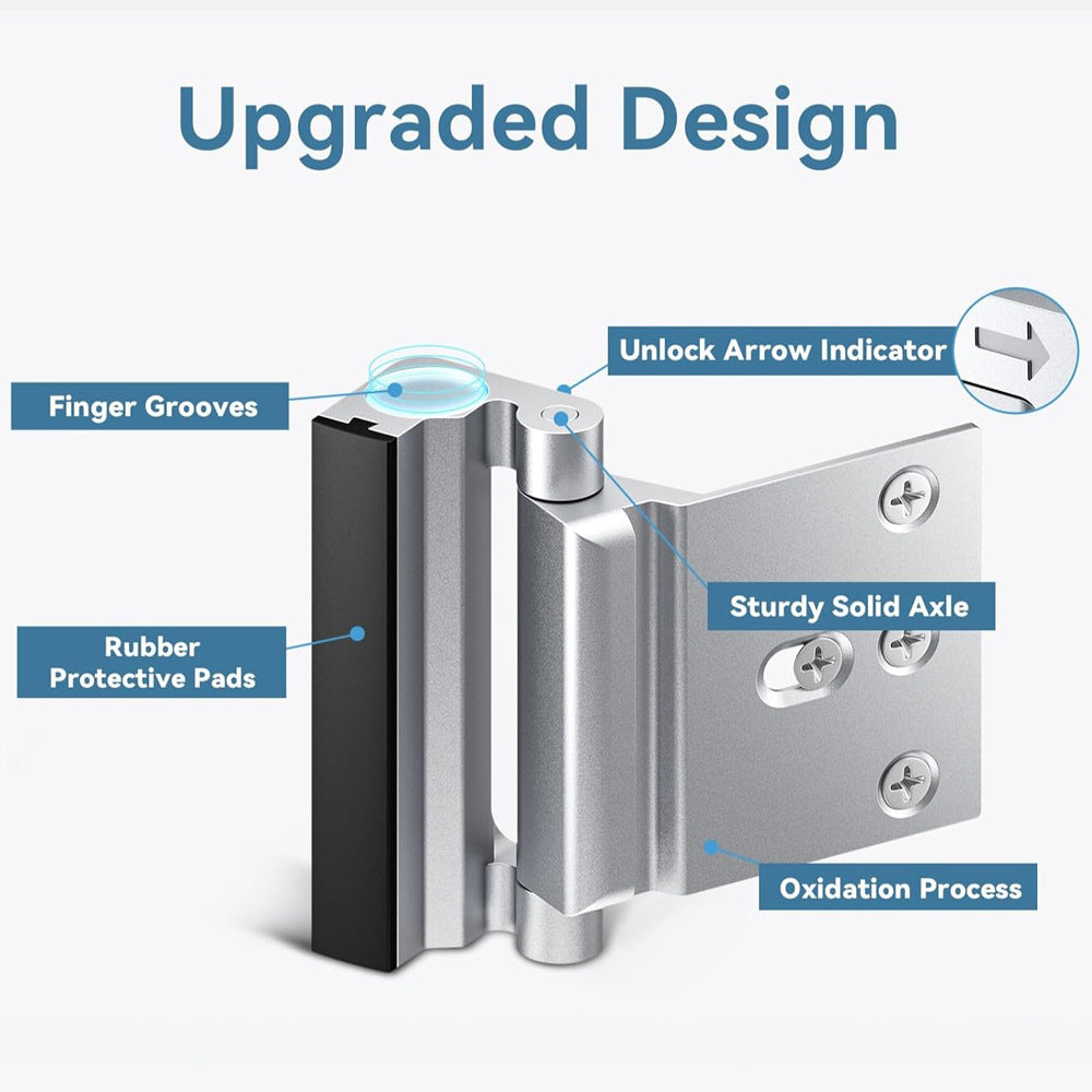 Silver Heavy-Duty Hotel Style Security Door Lock - Childproof Door Reinforcement Latch for Home Safety - Image 2