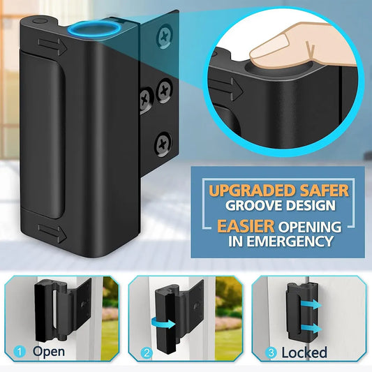 Black Heavy-Duty Hotel Style Security Door Lock - Childproof Door Reinforcement Latch for Home Safety - Image 4