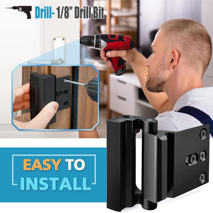 Black Heavy-Duty Hotel Style Security Door Lock - Childproof Door Reinforcement Latch for Home Safety - Image 5