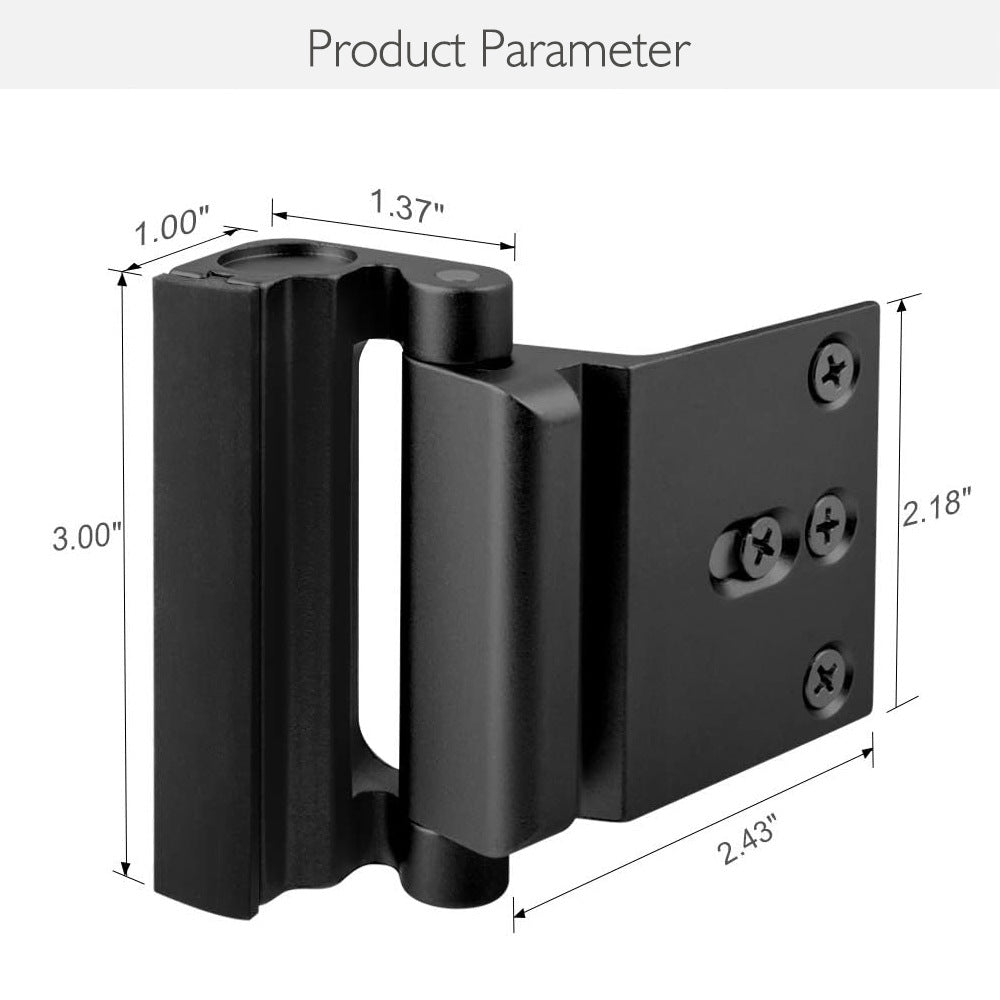 Black Heavy-Duty Hotel Style Security Door Lock - Childproof Door Reinforcement Latch for Home Safety - Image 6