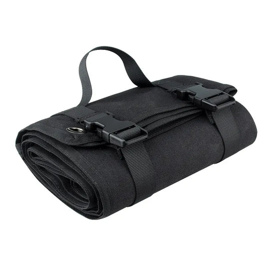 Black Tactical Roll-Up Shooting Mat - Lightweight Waterproof Ground Pad for Outdoor Camping & Hiking
