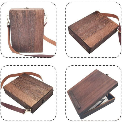 Vintage Writer's Wooden Messenger Box - Artisan Crossbody Satchel for Artists and Creatives - Image 4