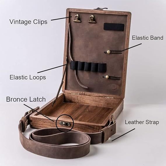 Vintage Writer's Wooden Messenger Box - Artisan Crossbody Satchel for Artists and Creatives - Image 5