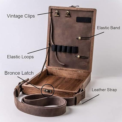 Vintage Writer's Wooden Messenger Box - Artisan Crossbody Satchel for Artists and Creatives - Image 5