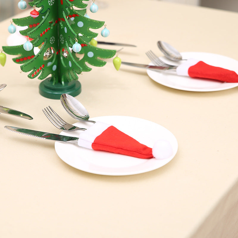 Mini Santa Hat Cutlery Holders (100-Pack) - Festive Christmas Wine Bottle Toppers & Table Decorations - Image 4