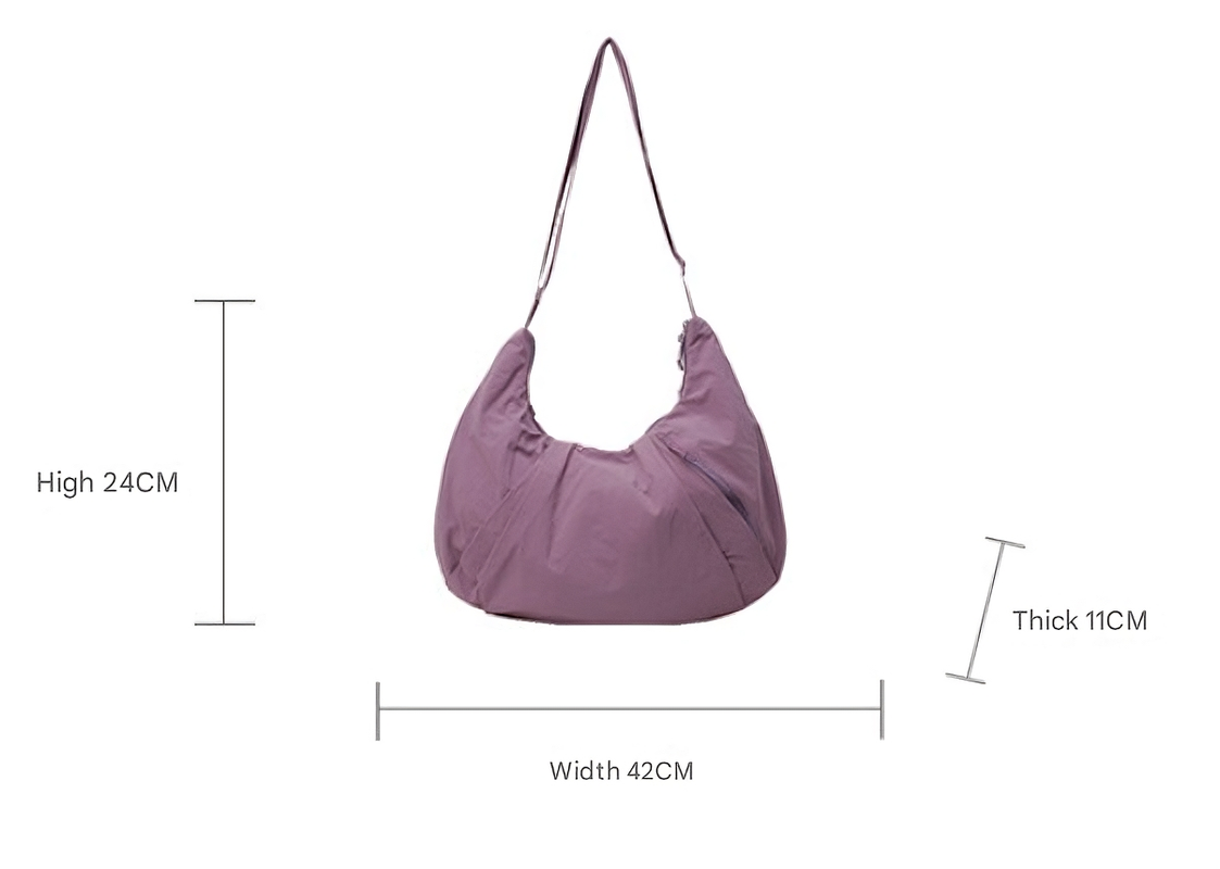 Pink Lightweight Crescent Crossbody Bag - Slouchy Nylon Hobo Purse for Casual Everyday Use - Image 2