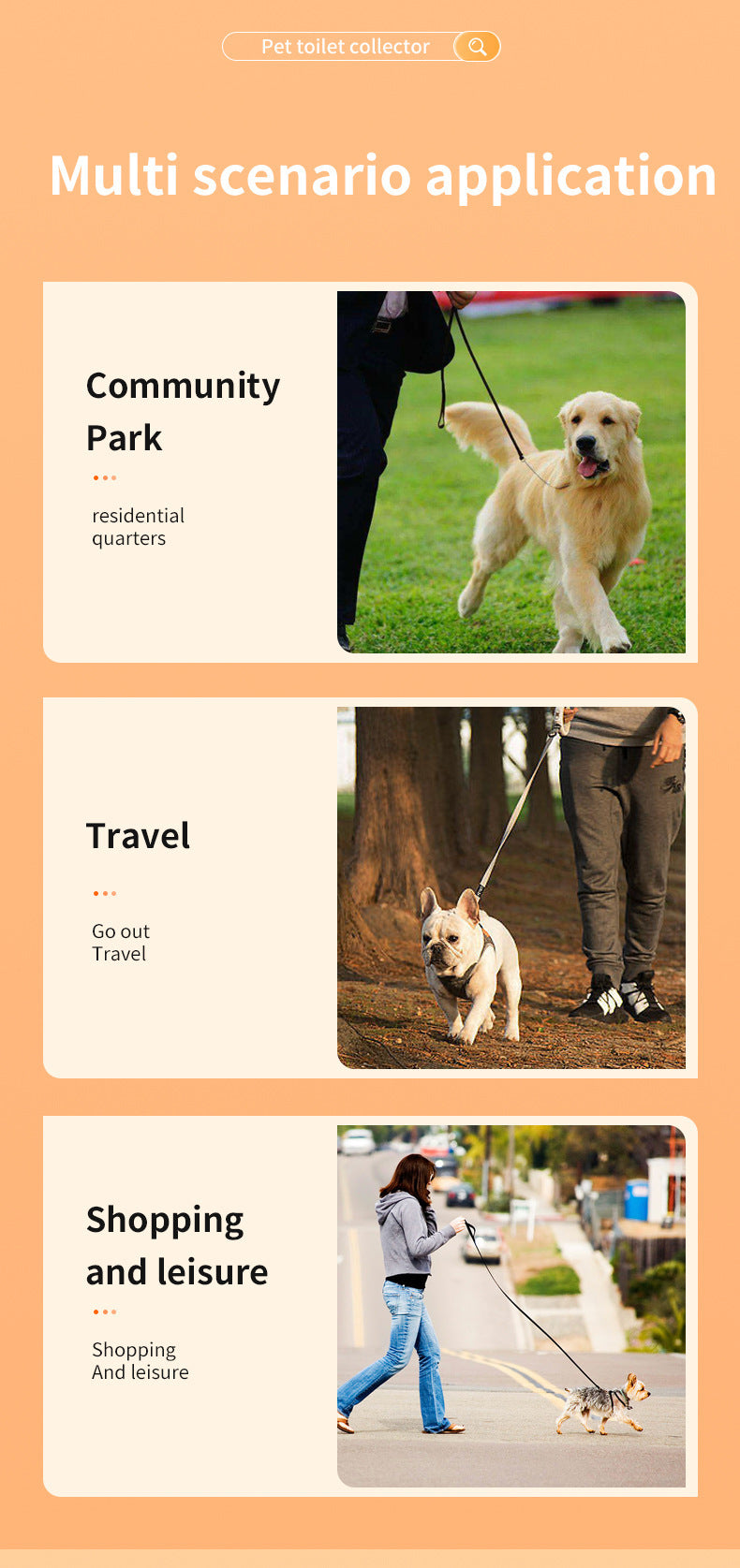 Orange and grey Hygienic Portable Dog Pooper Scooper with Integrated Bag Dispenser - Effortless Pet Waste Cleanup - Image 7
