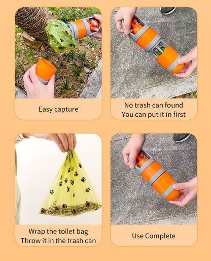 Orange and grey Hygienic Portable Dog Pooper Scooper with Integrated Bag Dispenser - Effortless Pet Waste Cleanup - Image 9