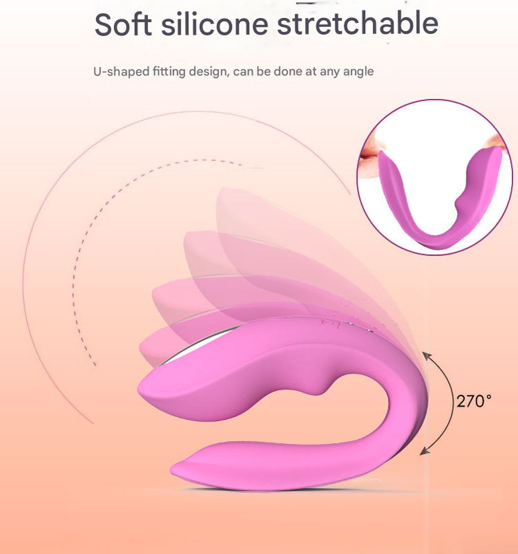 Red BlissLink U-Shaped Wearable Couple's Vibrator with Remote - 12 Modes for Shared Intimacy & Solo Fun - Image 3