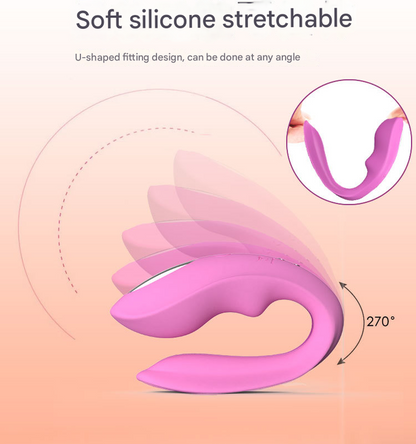 Red BlissLink U-Shaped Wearable Couple's Vibrator with Remote - 12 Modes for Shared Intimacy & Solo Fun - Image 3
