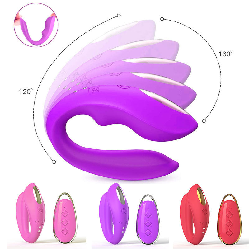 Purple BlissLink U-Shaped Wearable Couple's Vibrator with Remote - 12 Modes for Shared Intimacy & Solo Fun - Image 4