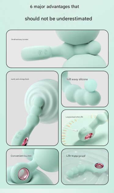 Purple Handheld G-Spot & Prostate Massager with Beads- (USB Rechargeable) - Image 4